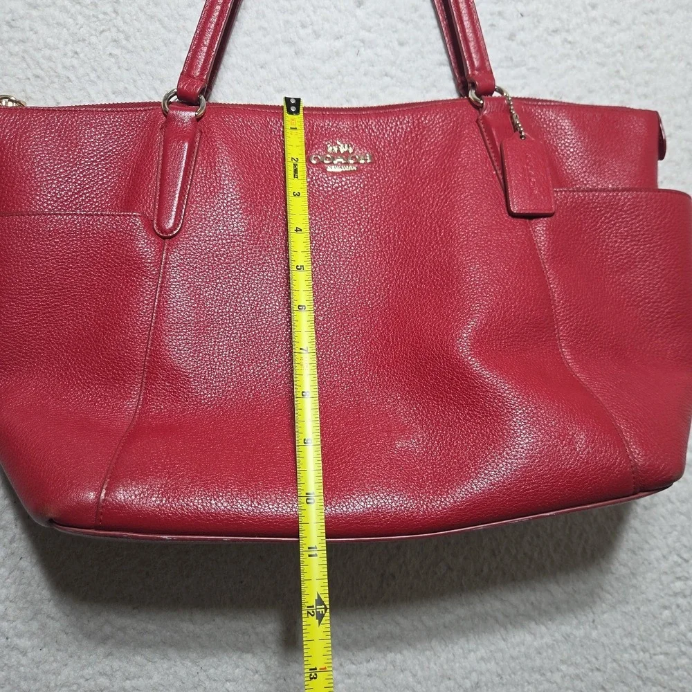 Coach Red Gallery Tote Shoulder Bag with Gold Hardware & Zip Closure